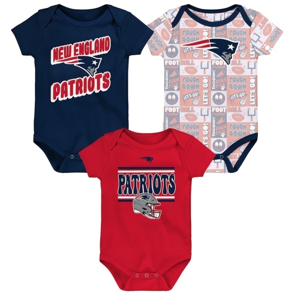 NWT New England Patriots Play Day 3 Piece Creeper Set - 3-6mo